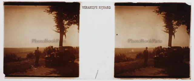 France Voiture Photo Stereo PL32P1n Plaque de verre Vintage c1930