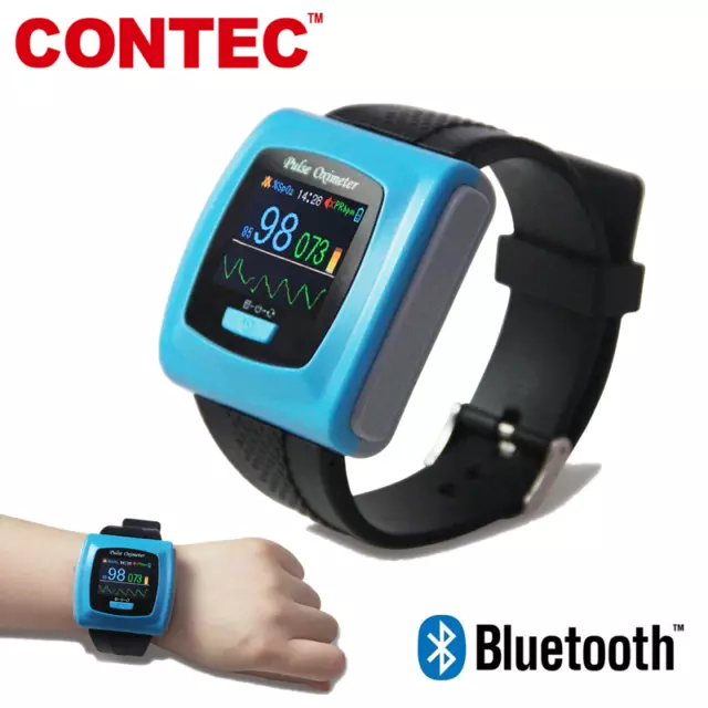 Smart Wrist Watch SpO2 Oximeter Blood Oxygen Monitor Overnight 24hrs BT CE FDA