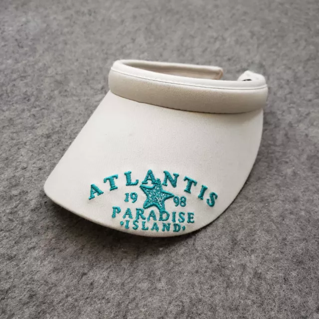 VINTAGE Atlantis 1998 Paradise Island Visor Hat Cap Womens White Bahamas Resort