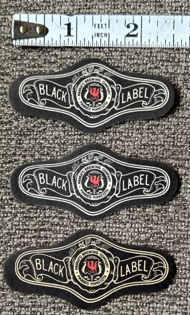 Vtg Mankato Brewing Co. Black Label Beer Neck Bottle Label Lot Of 3, Mankato,Mn