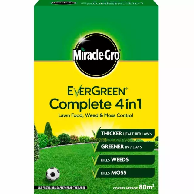 Miracle Gro Evergreen Complete 4 in 1, 80m2 200m2 7kg Lawn Feed Weed Moss Killer 3