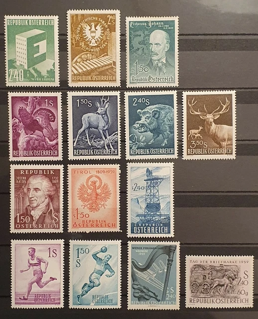 1959, kompletter Jahrgang  ANK 1076 - 1089 (14) ohne Bauten, postfrisch **