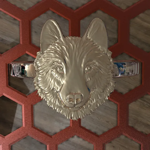 Solid 14K Rose Gold Wolf Realistic Ring