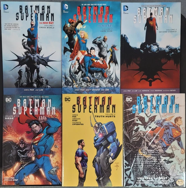 Batman/ Superman Vol. 1-6 TPB/HC DC Comics 2014 Complete Set! VF 8.0 or Better!