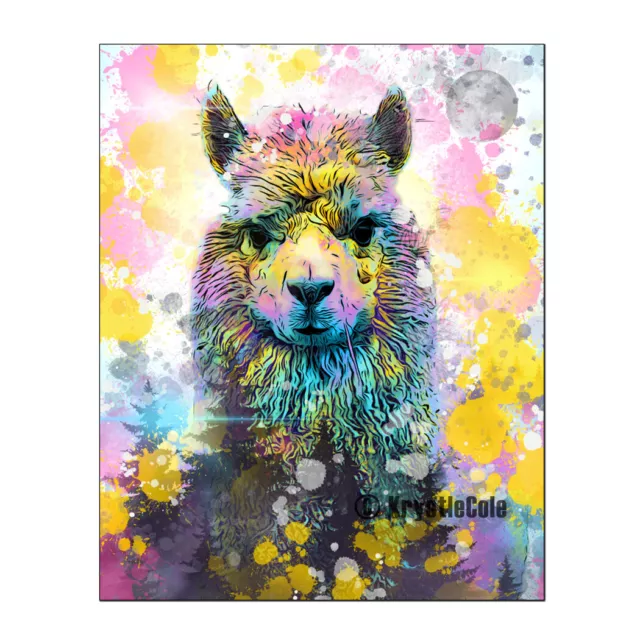 Alpaca Forest Art Print on PAPER or CANVAS. Original Artwork by Krystle Cole