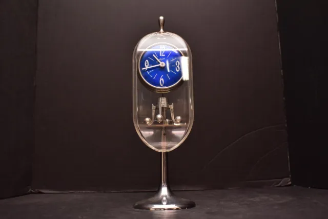 Rare VTG 1960/70  Schmid Carriage Pendulum Winding Atomic Space Age Clock Lucite