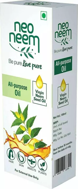 GNFC Neo Neem Hair Oil 100 ml 100% orgánico puro (21 % aceite de semilla de...