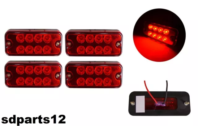 4x 24v 8 LED Indicatori Laterali Luci Ingombro Arancio Per Camion