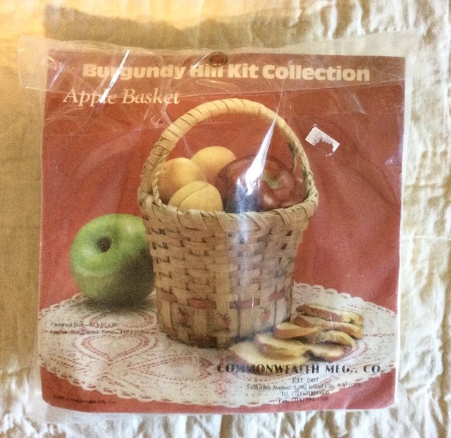 NUEVO 1988 KIT DE TEJIDO DE CESTA DE COLECCIÓN para 6x6x9"*CESTA DE MANZANA* DE BURGUNDY HILL