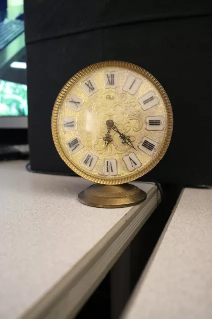 Old "Flair" Brass French Alarm Clock - Working\keeps time good READ 3