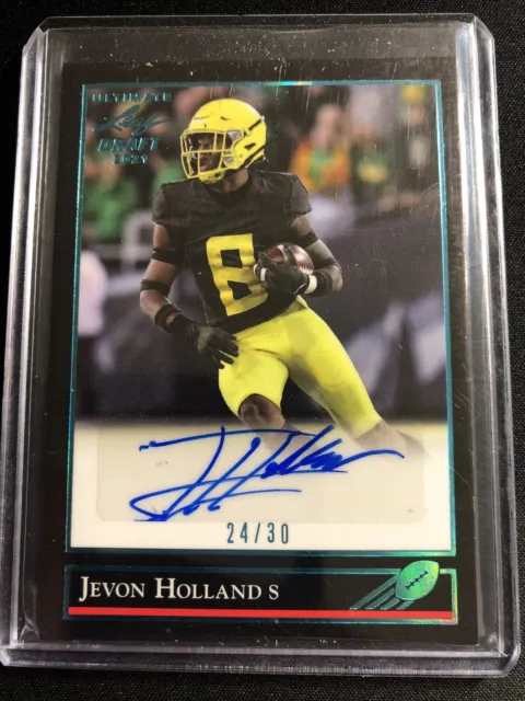 2021 Leaf Ultimate Draft Platinum Spectrum /30 Jevon Holland Rookie Auto RC