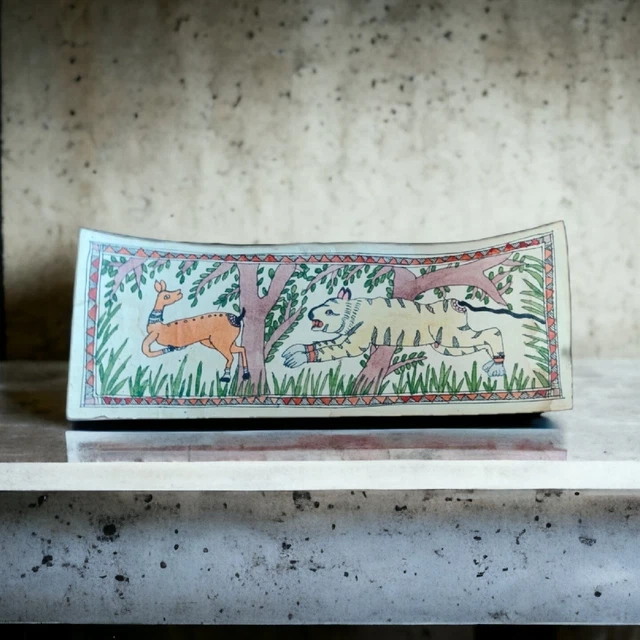 Gond Malerei Trivial /  Gemälde auf Nepalpapier /  Kunst Indien Bild / Tiger