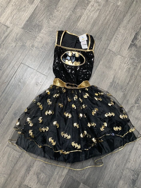 Bat Girl Costume Black Dress with Cape, mask, and boot covers Child Large Batman