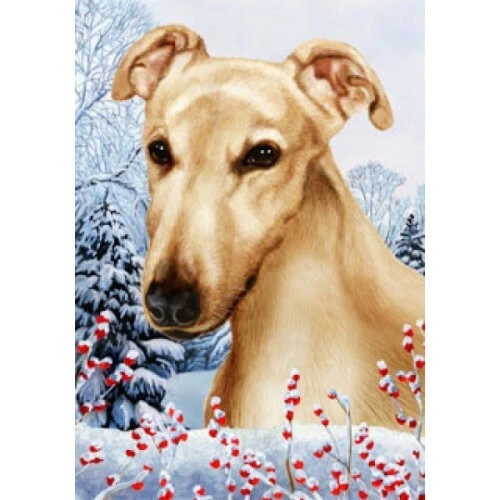 Winter House Flag - Fawn Greyhound 15218