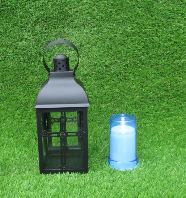 Lampada Lanterna Memoriale con Croci Tomba cimitero ornamento commemorativo