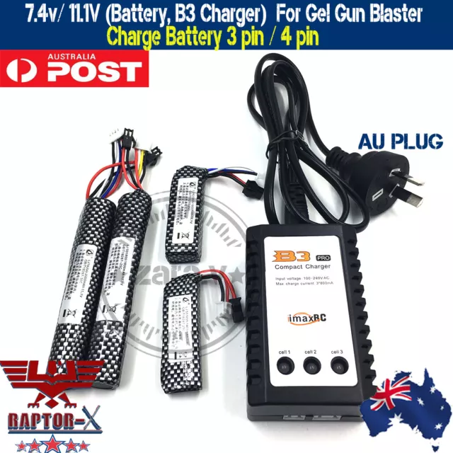 Upgrade 11.1v/7.4v lipo battery B3 Charger Jm Gen 8 J9  CYMA Gel Blaster Toys AU