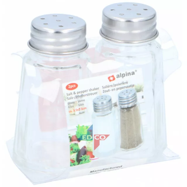 Mini Glass Salt And Pepper Shakers Pots Set Of 2 Screw Top Salt & Pepper Spice