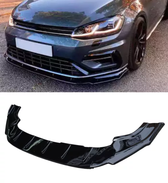 Front Lip Splitter 3 Piece Gloss Black For Vw Golf Mk7.5 R Line Gti Gtd Gte