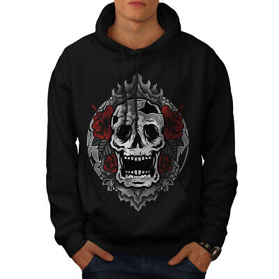 Wellcoda Goth Death Art Cool Skull Mens Hoodie,  Casual Hooded Sweatshirt