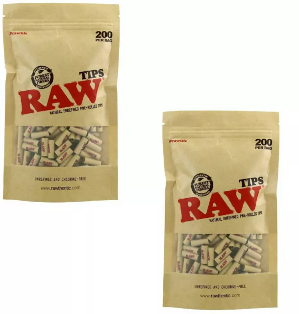 Raw Pre Rolled Tips Natural Unrefined Pre Rolled Tips 200 Pack