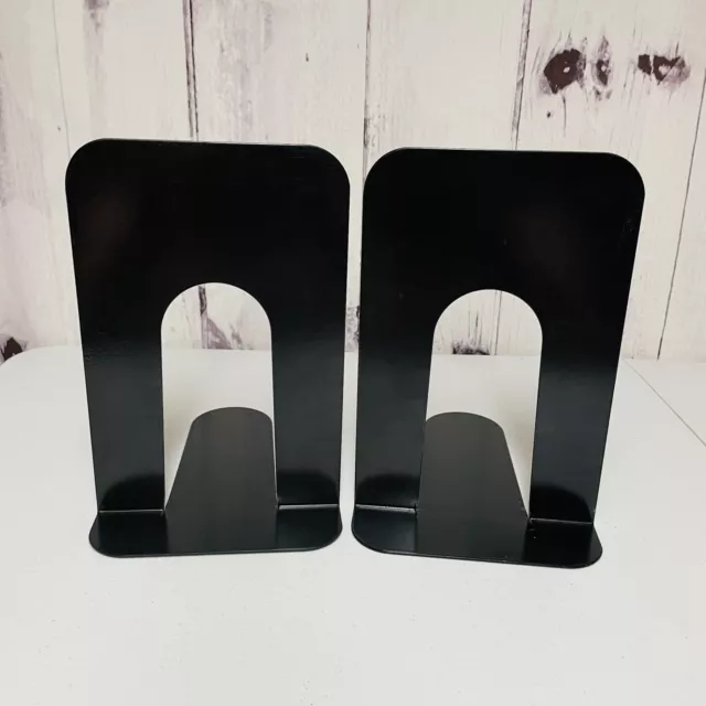 Vintage Metal Library School Bookends MCM Black 1 Set of Two Mid Century B