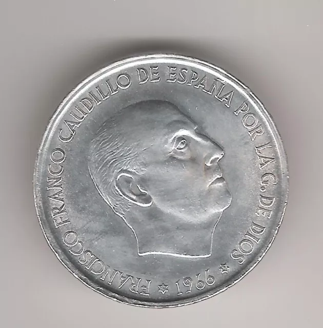 ESPAÑA, 100 PTS PLATA (19 grs. ley 800 mls) 1966 (*19-*67) SIN CIRCULAR