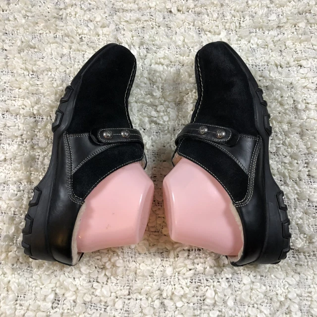 Cole Haan Clogs Mules Shoes Womens Size 8.5B Black Sherpa Lined Suede READ