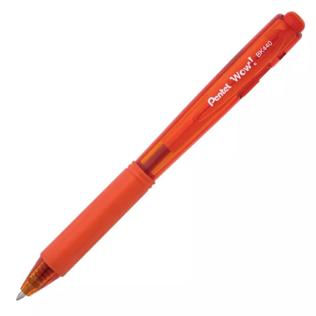 BK440F Pentel WOW! RT Ballpoint Pen, Orange, Medium 1.0mm Tip, Pack of 12