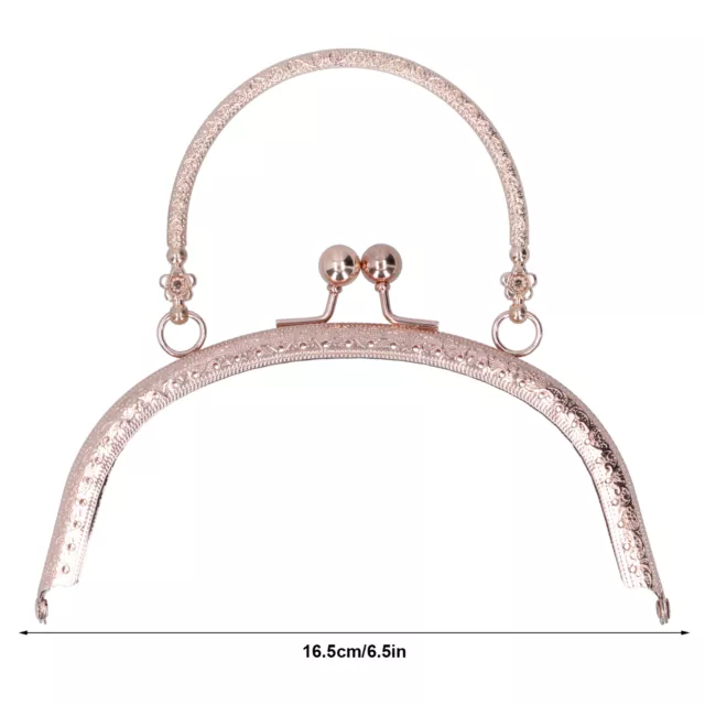(Rose Gold)Kiss Clasp Lock Purse Frame Retro Half Round Bead Embossed Coin Bag