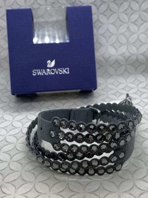 Authentic Swarovski Power Collection Dark Gray Crystal Slake Bracelet 5512509