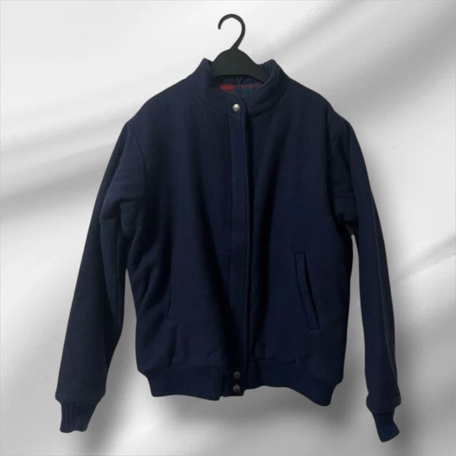 1970'S English Squire Harrington Jacket Swing Top, Made in USA, Men's Size L (Equivalent), Vintage polyester navy blue type Vintage Second Hand main image 0