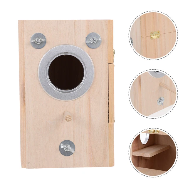 Caja de cría de aves perca pequeña jaula para pájaros periquito de madera