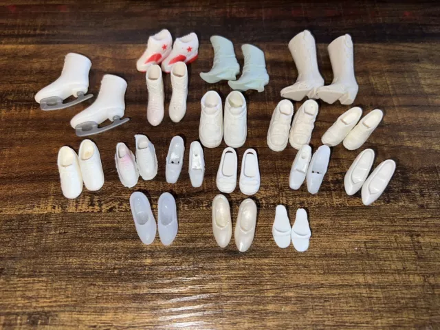 Barbie Doll Shoes Lot White Pairs Boots Glitter Platform Heels Flats