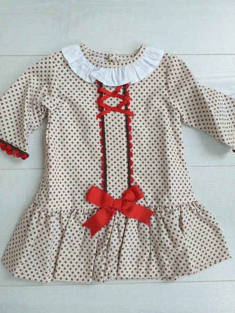 Baby Girl Spanish Christmas Romany Dress 6 Months Red Brown