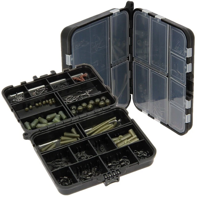 Carp Fishing Terminal Tackle 175pc Hooks Swivels Beads Clips Bit Tackle Box NGT