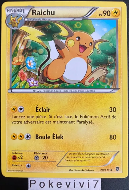 Carte Pokemon RAICHU 28/111 Unco XY3 FR NEUF