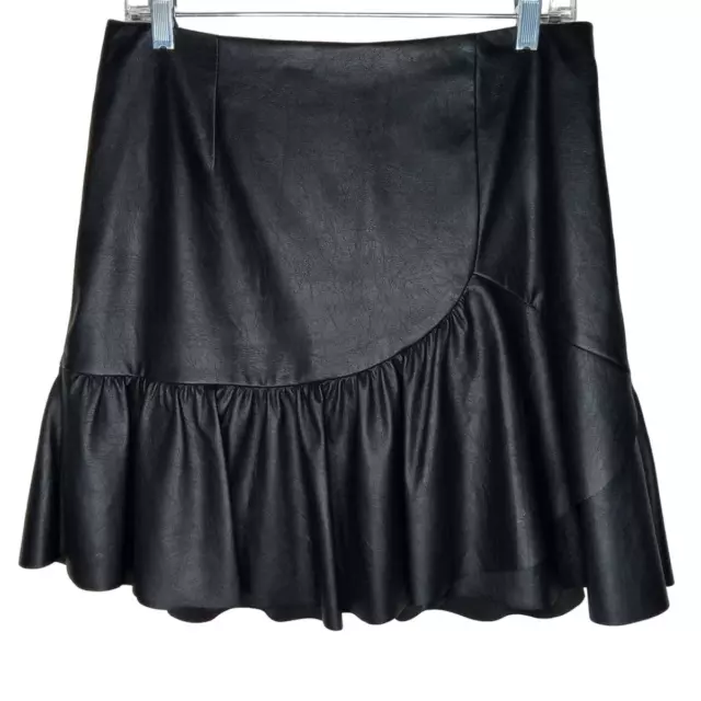 REBECCA TAYLOR WOMENS Vegan Faux-Leather Ruffled Flounce Skirt - 10 £47 ...