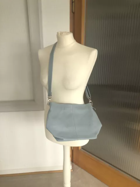 Handtasche Cross Body Hellblau Echt Leder Umhänge Tasche Italien Venedig