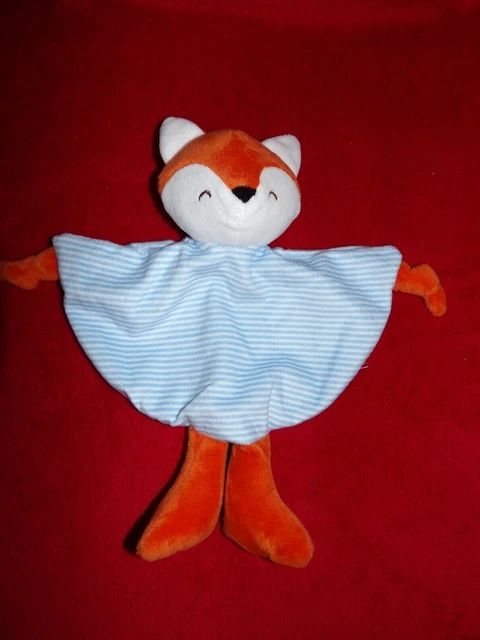 Doudou Plat Renard Blanc Orange Rayure TOM ET & KIDDY Bisous d'ange NEUF