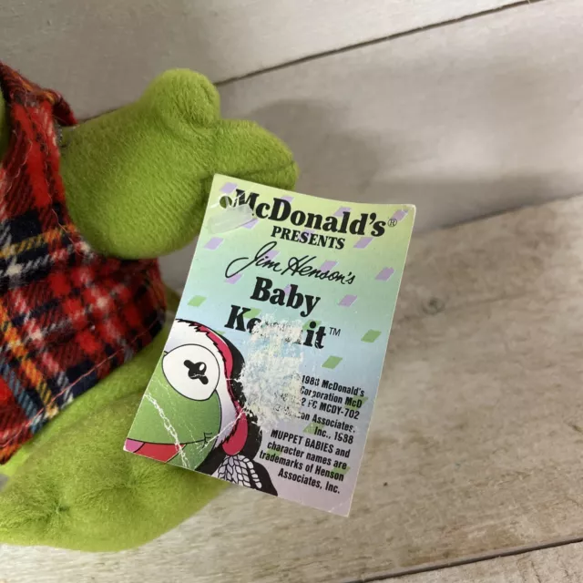 McDonalds 1989 Baby Kermit The Frog Santa Hat 7” Plush Toy Jim Henson W/Tag 3