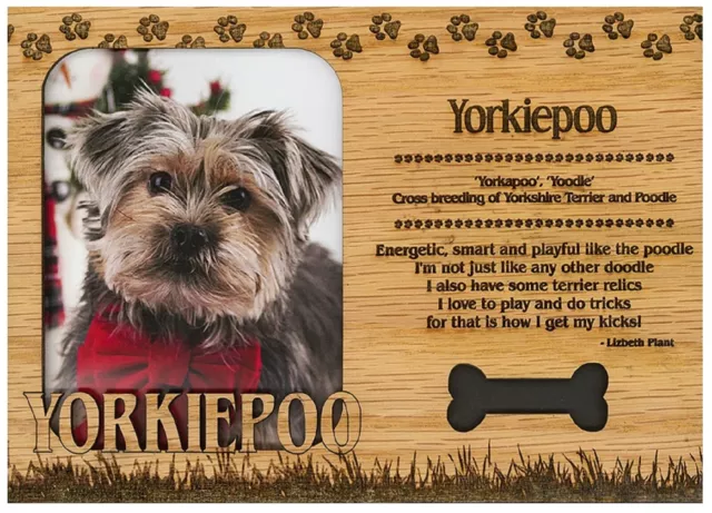 Yorkiepoo Engraved Wood Picture Frame Magnet