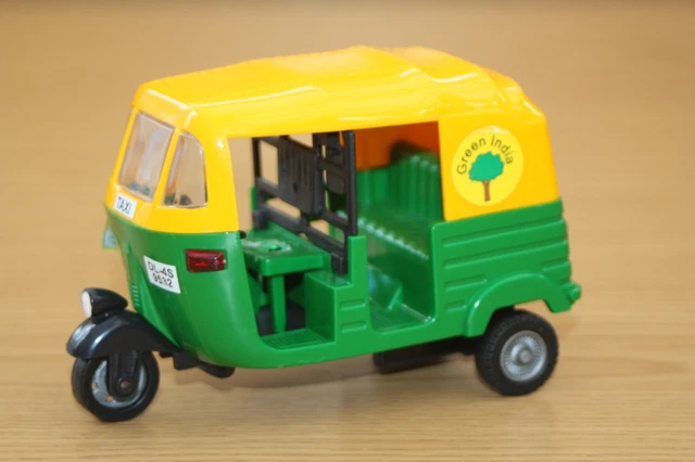 Green & Black Auto Rickshaw (Tuk Tuk) India Taxi Toy Car - 1:6 Scale, Plastic, Sealed 2 thumbnail image