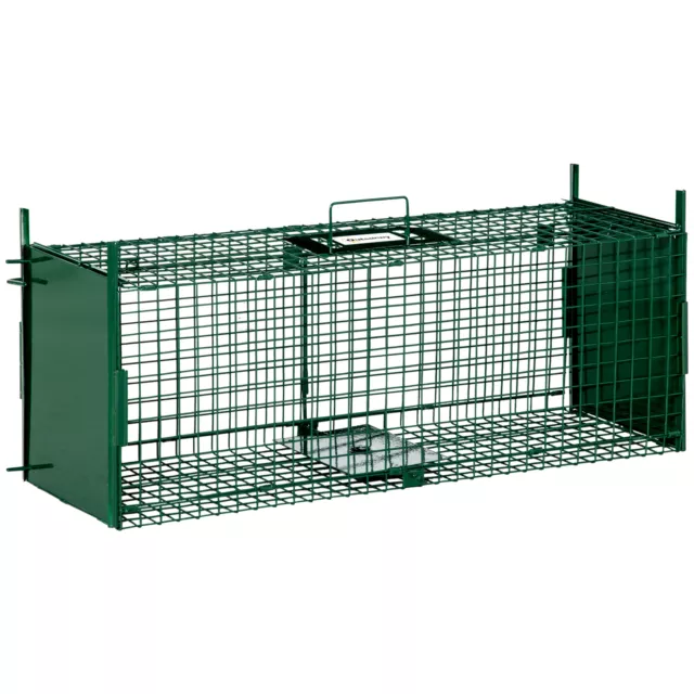 Outsunny Gabbia Trappola per Animali Vivi Piccoli con 2 Porte 80x25x30cm Verde