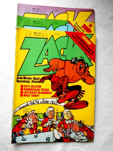 Comic ZACK Magazin Heft  Nr. 41, 42, 43 von 1973 ohne Beilagen - guter Zustand
