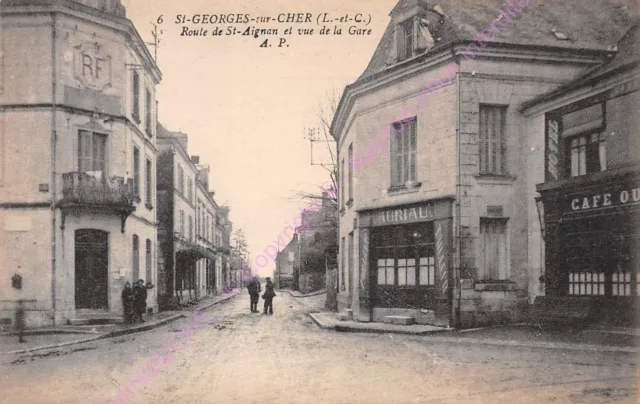 CPA 41400 Saint Georges On Dear Road St Aignan View Station Hotel EDT a. P