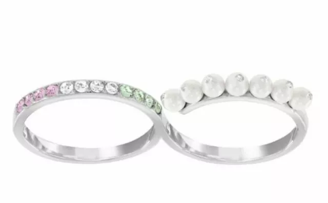 MIB $99 Swarovski Calista Double Ring Size 58/US 8/L Crystal Pearls #5139710