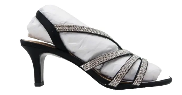 Nina Womens Black Noura Strappy Crystals Heel Dress Shoes Size US 7 M EU 37.5