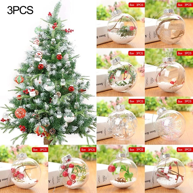 Nueva Práctica Bola Transparente Baubles Navidad Decoración Árbol de Navidad