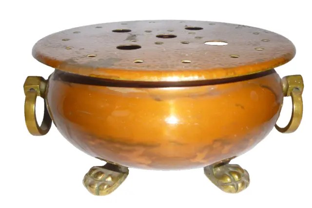 ANTIQUE ITALIAN COPPER & BRASS WARMING STAND for TEA POT or SAUCEPAN - 18cm dia