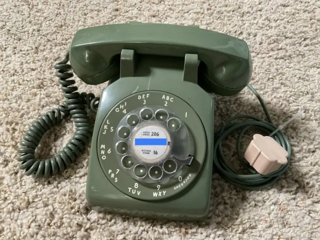 Teléfono giratorio vintage Stromberg Carlson 1974 mesa con cable verde S-C 500D